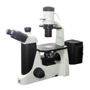 Mikroskop Fluoresensi Terbalik Trinokuler LED dengan kamera warna CCD